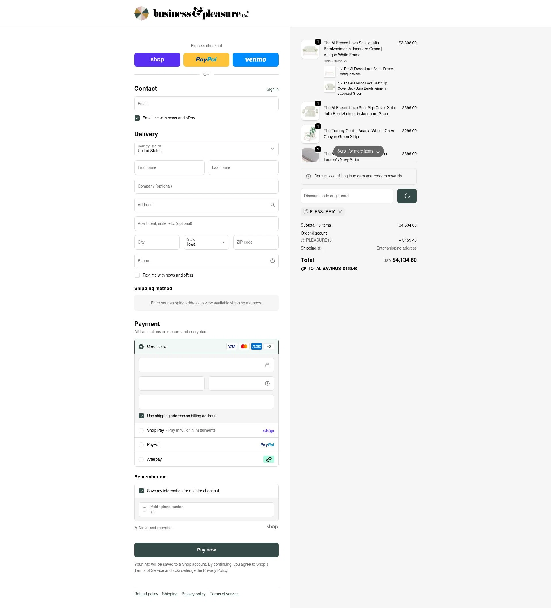Business & Pleasure checkout page showing Business & Pleasure discount code box | Screenshot taken by SimplyCodes community member on Jan 22, 2026