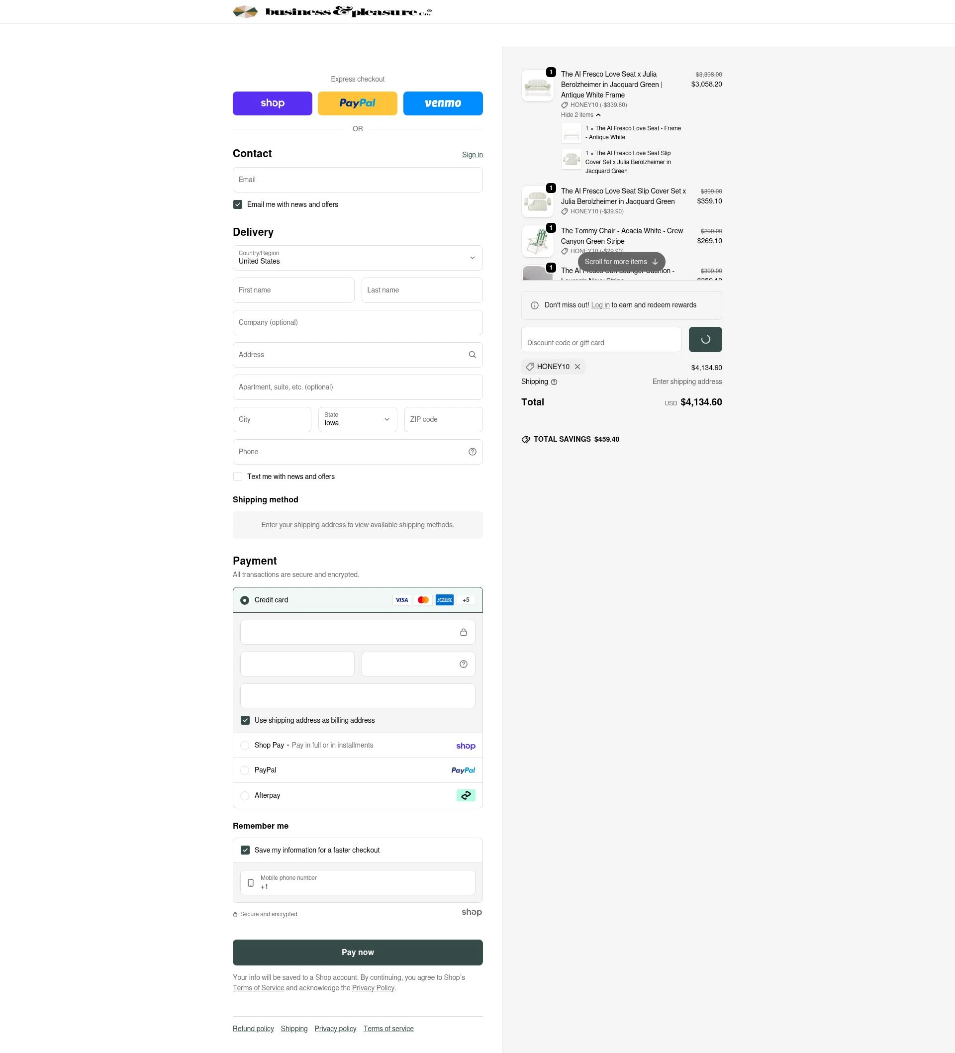 Business & Pleasure checkout page showing Business & Pleasure discount code box | Screenshot taken by SimplyCodes community member on Jan 22, 2026