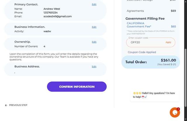 BusinessRocket checkout page showing BusinessRocket promo code box | Screenshot taken by SimplyCodes community member on Jun 13, 2025