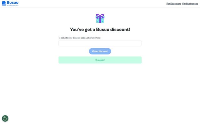 Busuu checkout page showing Busuu promo code box | Screenshot taken by SimplyCodes community member on May 13, 2025