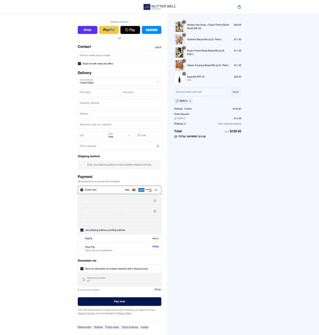 Butter Bell checkout page showing Butter Bell promo code box | Screenshot taken by SimplyCodes community member on Sep 8, 2025