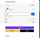 Butterfields Candy coupon verification screenshot