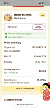 LADYROSE coupon verification screenshot