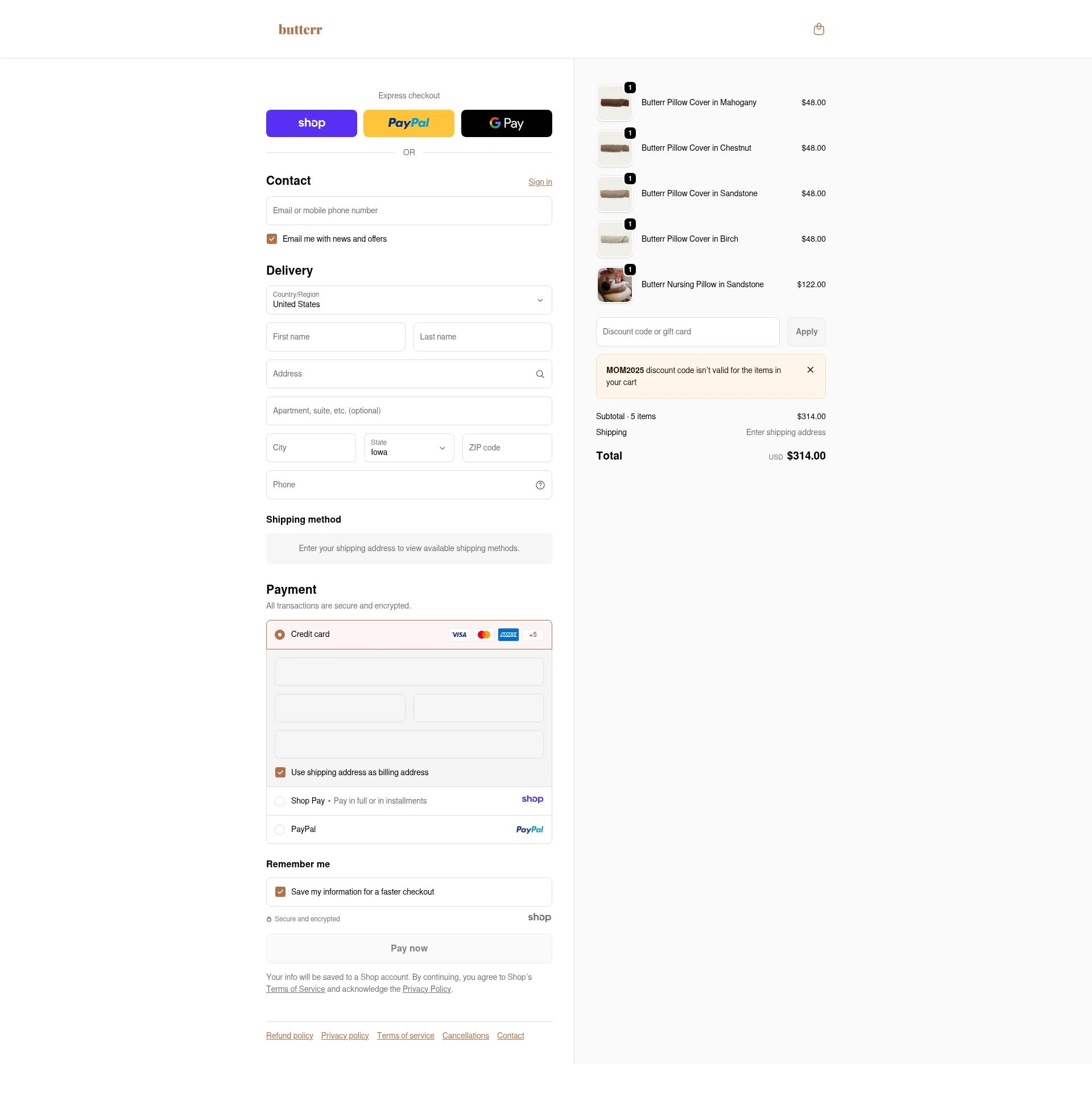 Butterr checkout page showing Butterr promo code box | Screenshot taken by SimplyCodes community member on Jan 7, 2026