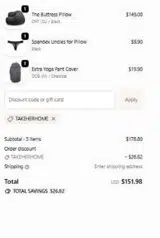 TAKEHERHOME coupon verification screenshot