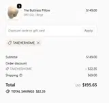 TAKEHERHOME coupon verification screenshot