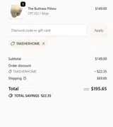 TAKEHERHOME coupon verification screenshot