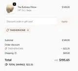 TAKEHERHOME coupon verification screenshot