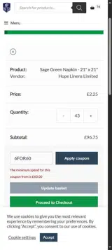 6FOR60 coupon verification screenshot