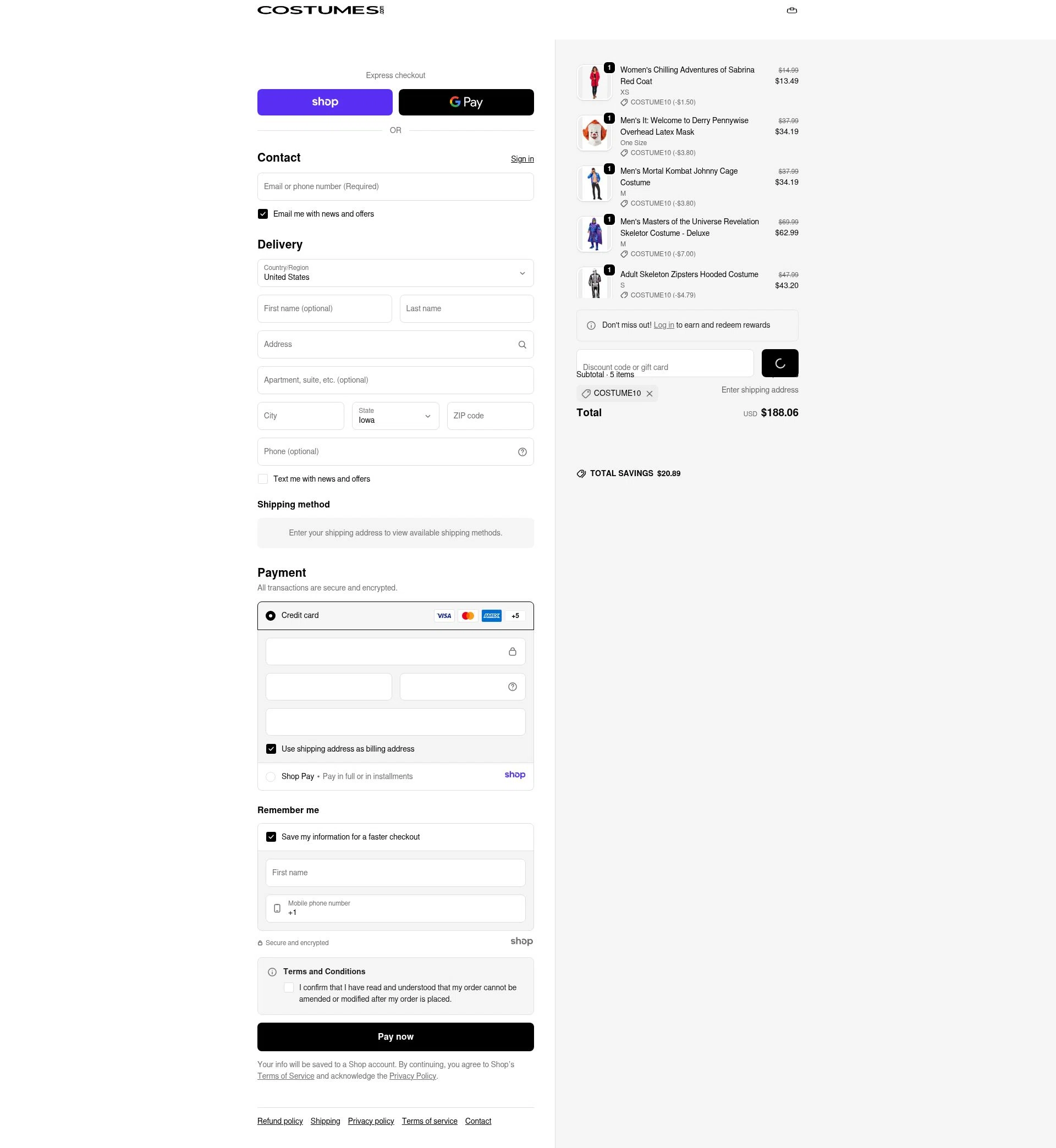 BuyCostumes checkout page showing BuyCostumes promo code box | Screenshot taken by SimplyCodes community member on Dec 18, 2025