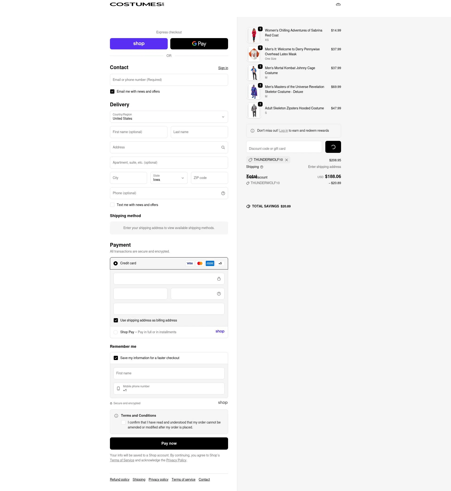 BuyCostumes checkout page showing BuyCostumes promo code box | Screenshot taken by SimplyCodes community member on Dec 18, 2025