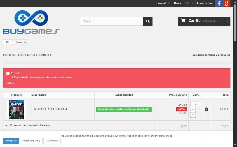 BuyGames checkout page showing BuyGames discount code box | Screenshot taken by SimplyCodes community member on Oct 22, 2025