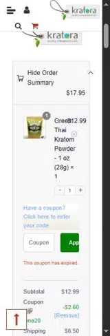 Buy Kratom coupon verification screenshot