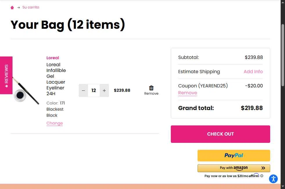BuyMeBeauty checkout page showing BuyMeBeauty promo code box | Screenshot taken by SimplyCodes community member on Dec 30, 2025