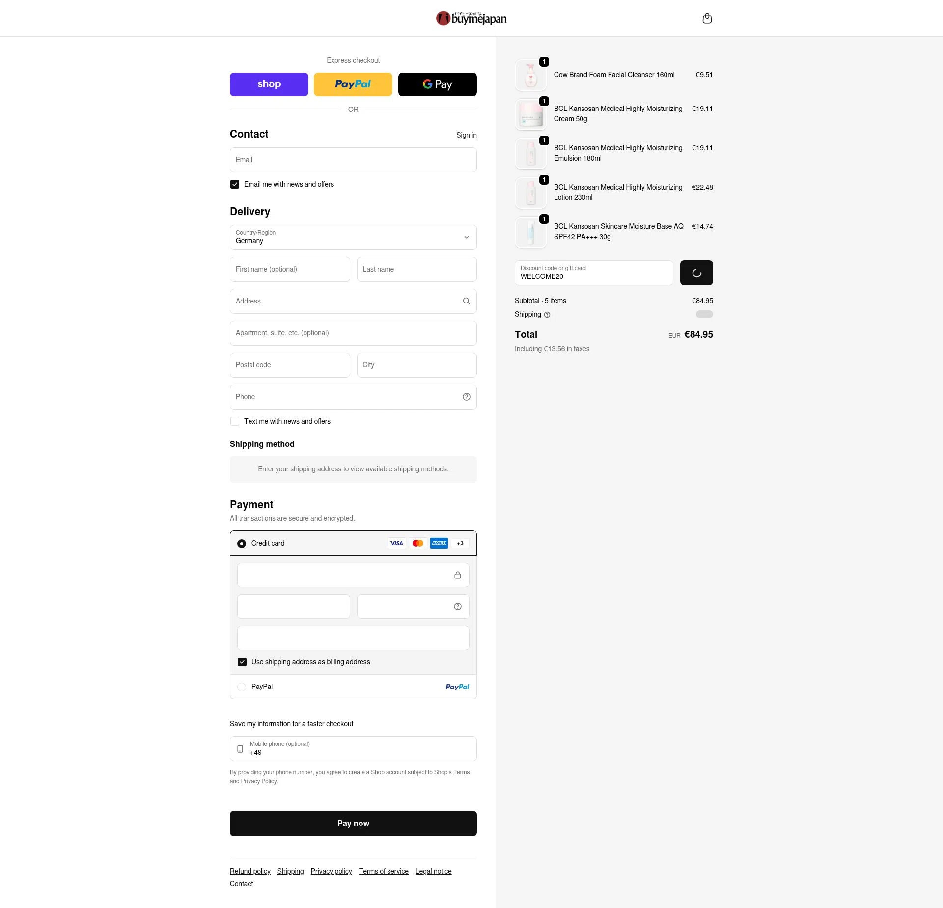 Buy Me Japan checkout page showing Buy Me Japan promo code box | Screenshot taken by SimplyCodes community member on Feb 8, 2026