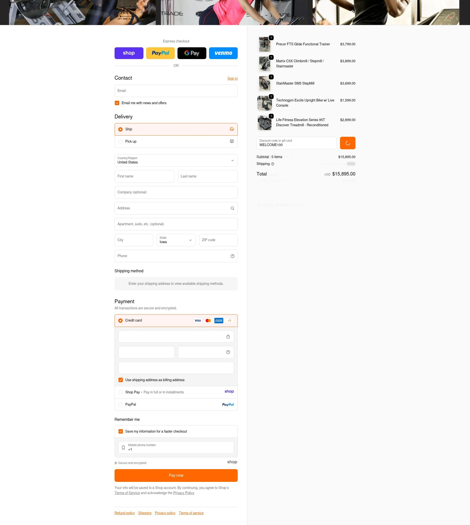 Buy & Sell Fitness checkout page showing Buy & Sell Fitness promo code box | Screenshot taken by SimplyCodes community member on Dec 28, 2025