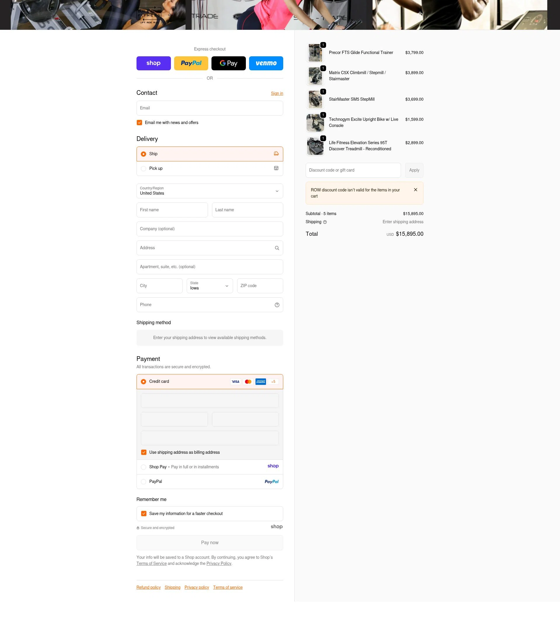 Buy & Sell Fitness checkout page showing Buy & Sell Fitness promo code box | Screenshot taken by SimplyCodes community member on Dec 28, 2025