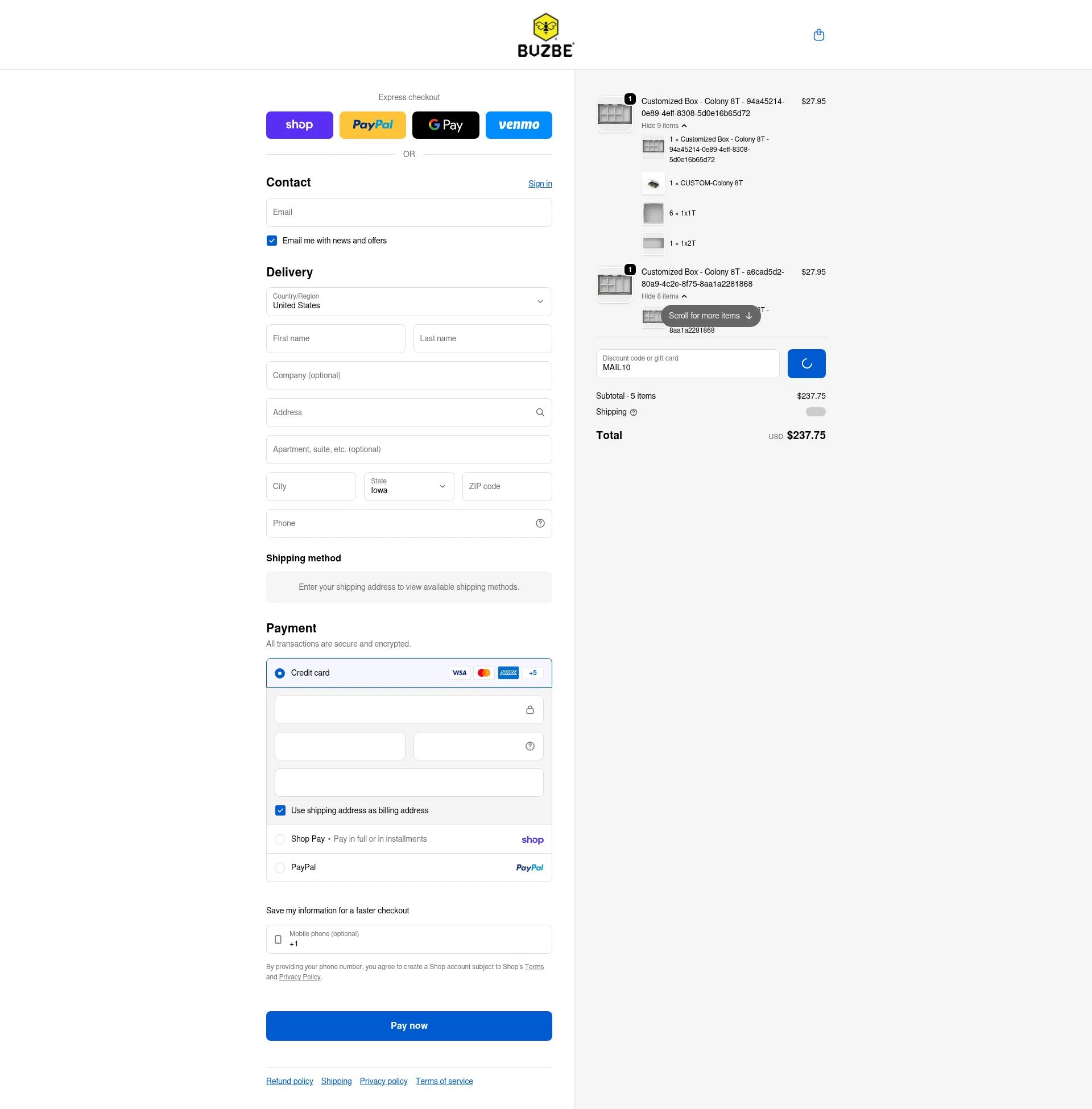BUZBE checkout page showing BUZBE discount code box | Screenshot taken by SimplyCodes community member on Feb 1, 2026