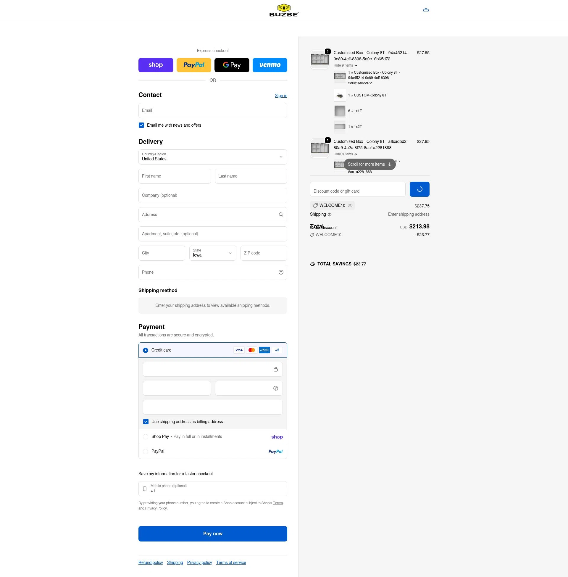 BUZBE checkout page showing BUZBE discount code box | Screenshot taken by SimplyCodes community member on Feb 5, 2026