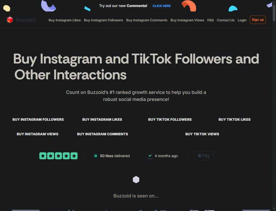 Buzzoid checkout page showing Buzzoid coupon code box | Screenshot taken by SimplyCodes community member on May 12, 2025