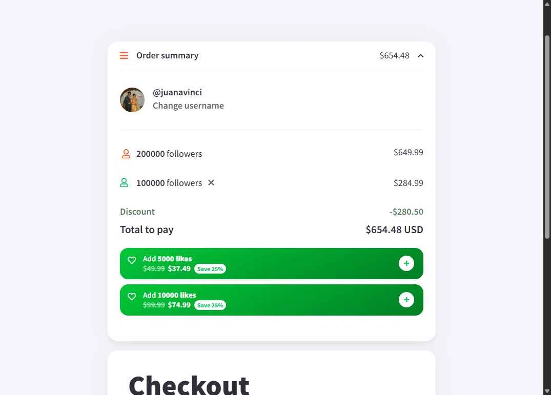 Buzzoid checkout page showing Buzzoid coupon code box | Screenshot taken by SimplyCodes community member on Apr 24, 2025