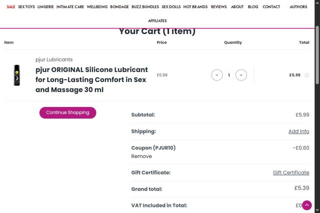 BuzzPinky checkout page showing BuzzPinky promo code box | Screenshot taken by SimplyCodes community member on Jul 17, 2025