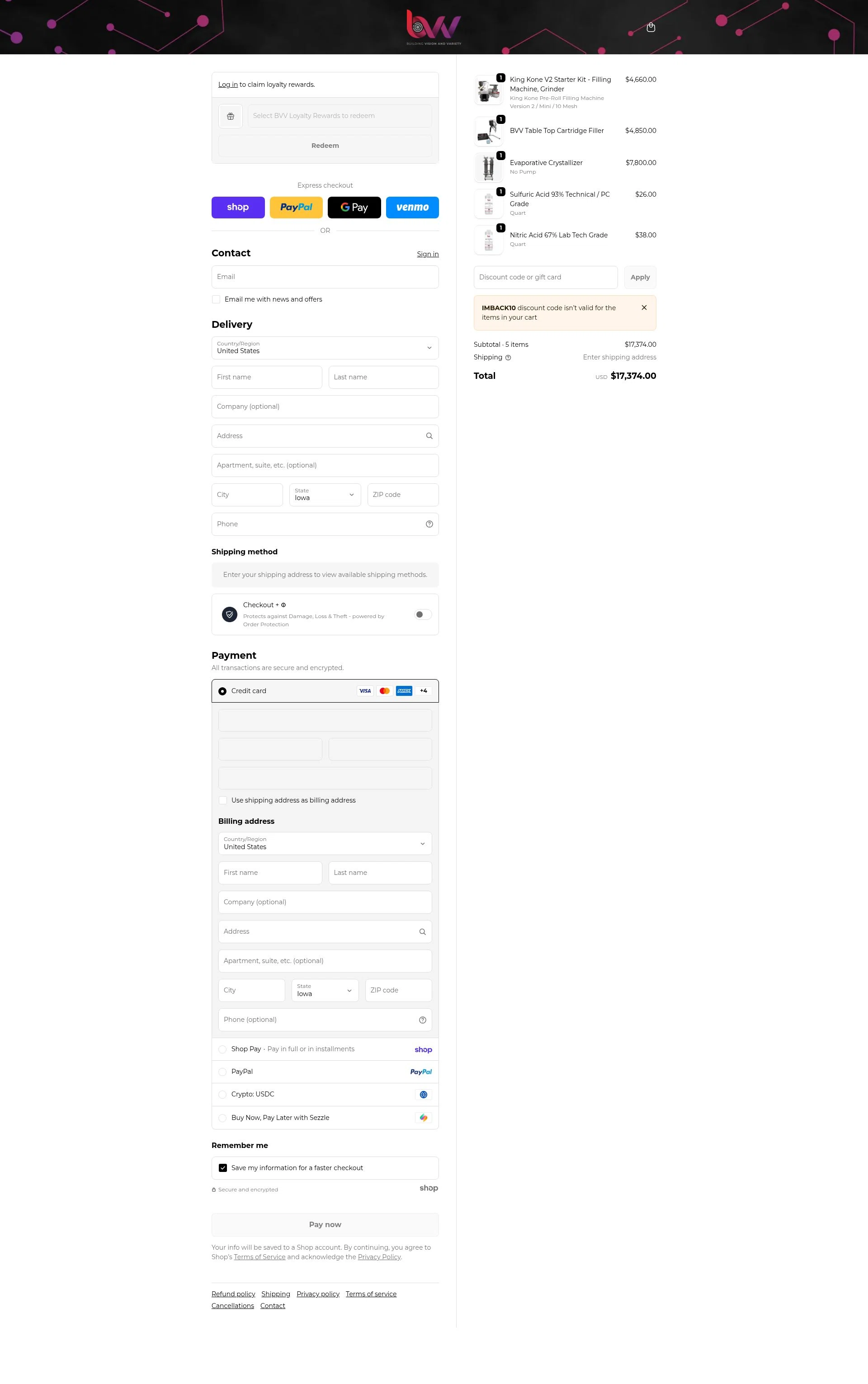 BVV checkout page showing BVV discount code box | Screenshot taken by SimplyCodes community member on Jan 29, 2026