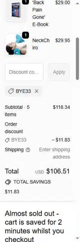 bye33 coupon verification screenshot