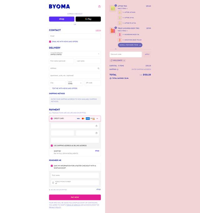 BYOMA checkout page showing BYOMA discount code box | Screenshot taken by SimplyCodes community member on Sep 8, 2025