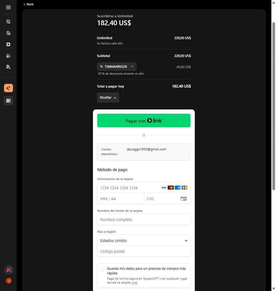BypassGPT checkout page showing BypassGPT promo code box | Screenshot taken by SimplyCodes community member on Feb 9, 2026