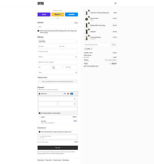 Byrd Hair checkout page showing Byrd Hair discount code box | Screenshot taken by SimplyCodes community member on Sep 12, 2025