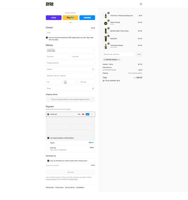 Byrd Hair checkout page showing Byrd Hair discount code box | Screenshot taken by SimplyCodes community member on Sep 12, 2025