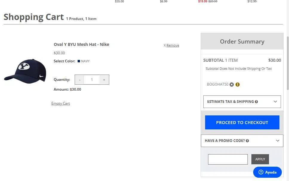 BYU Store checkout page showing BYU Store promo code box | Screenshot taken by SimplyCodes community member on Oct 14, 2025
