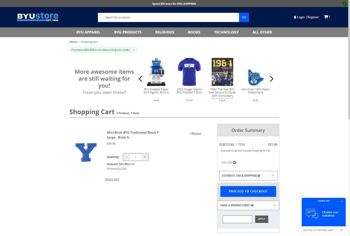 BYU Store checkout page showing BYU Store promo code box | Screenshot taken by SimplyCodes community member on Jul 22, 2025