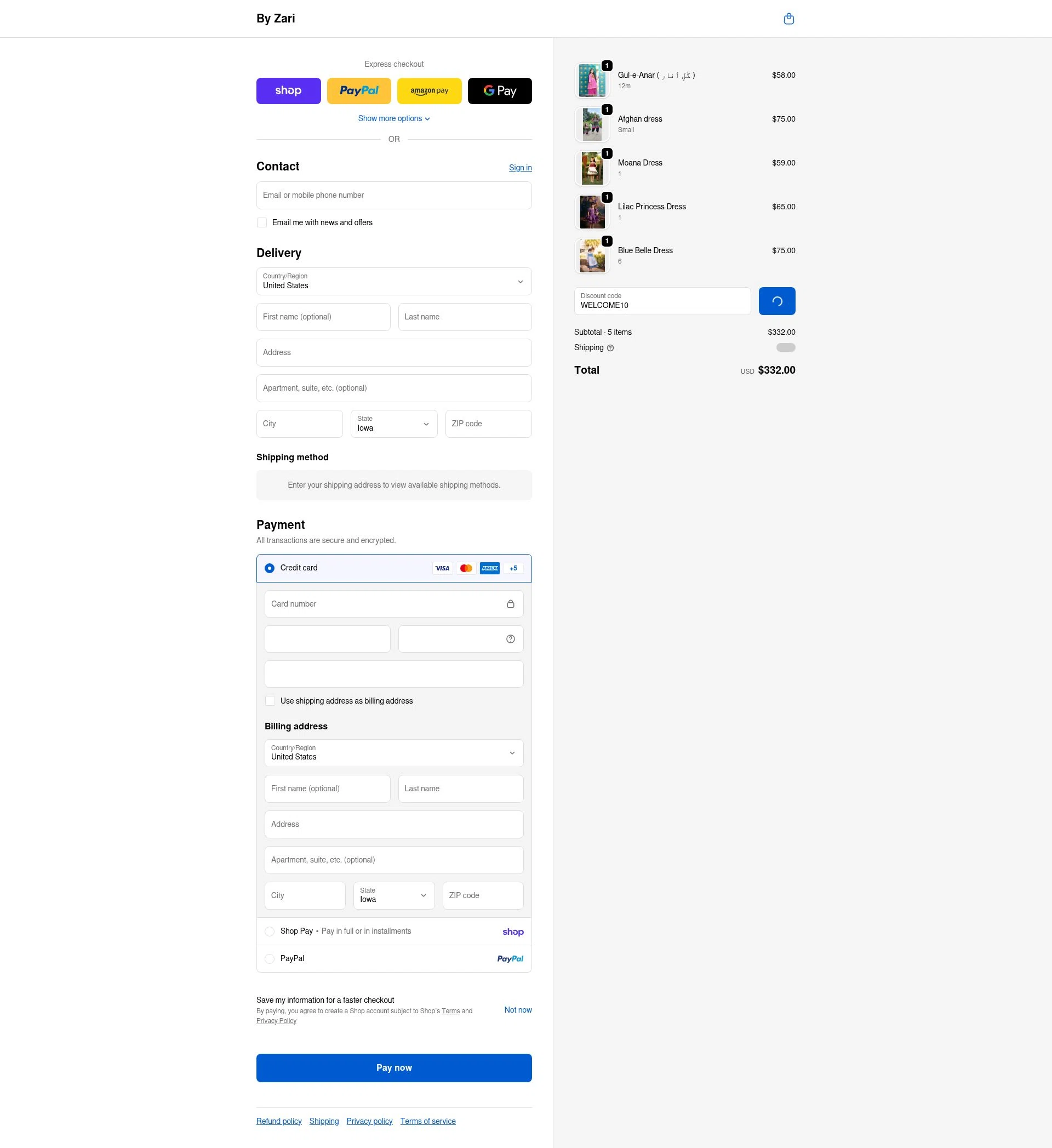 By Zari checkout page showing By Zari promo code box | Screenshot taken by SimplyCodes community member on Feb 15, 2026