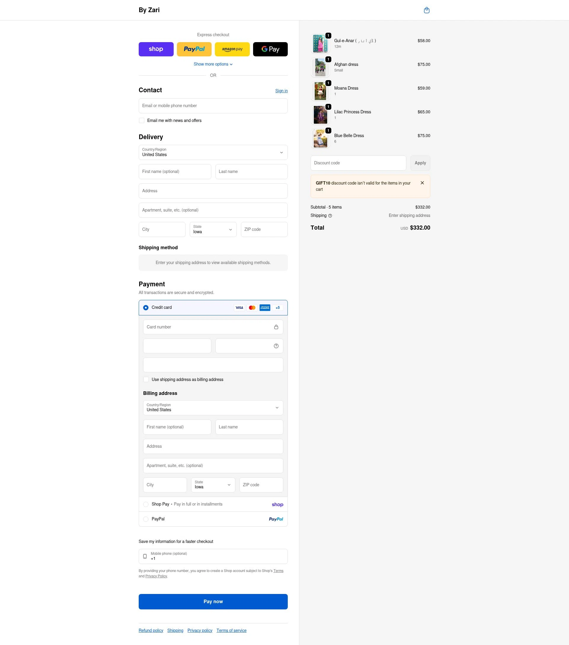 By Zari checkout page showing By Zari promo code box | Screenshot taken by SimplyCodes community member on Feb 20, 2026