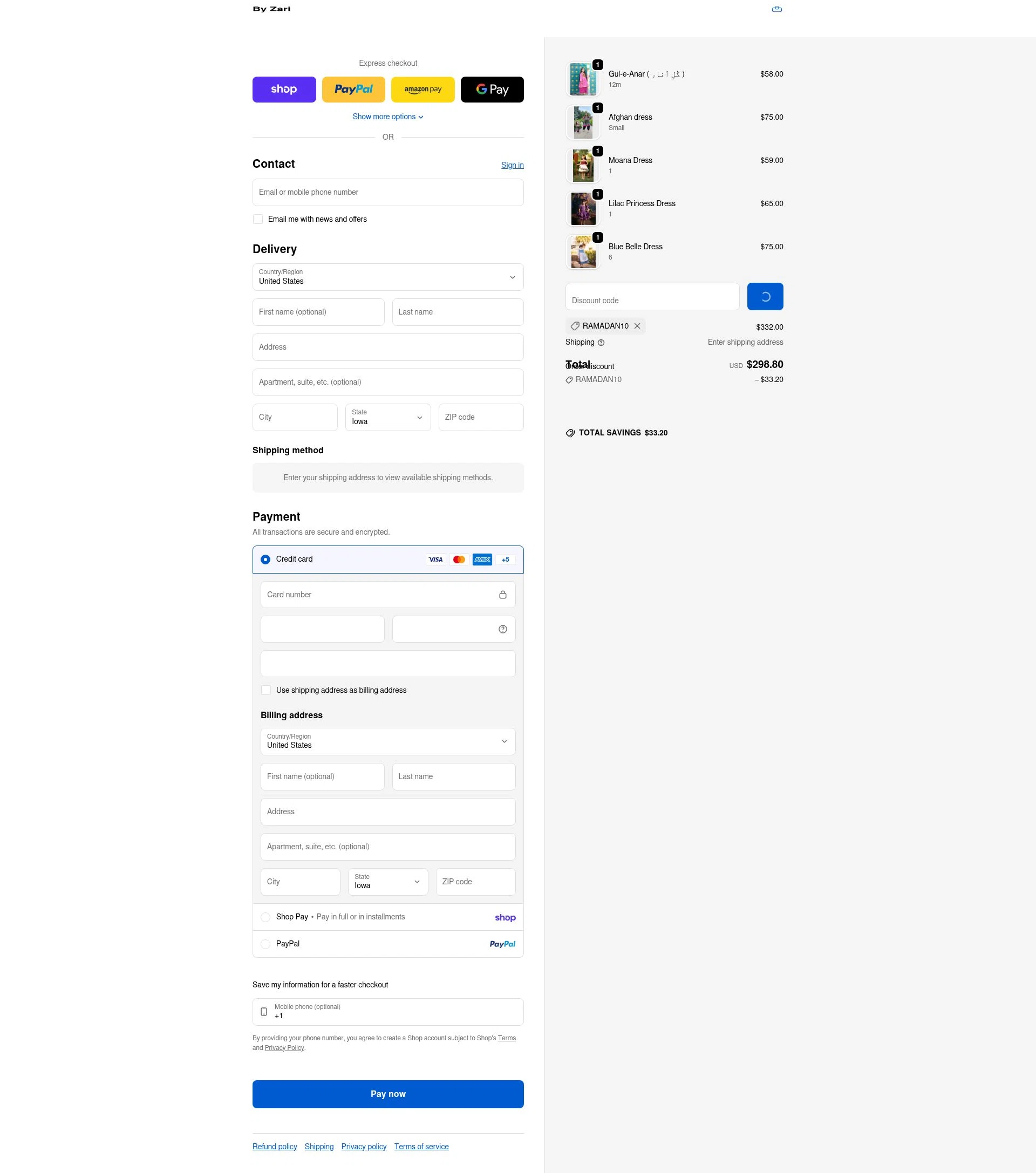 By Zari checkout page showing By Zari promo code box | Screenshot taken by SimplyCodes community member on Feb 20, 2026