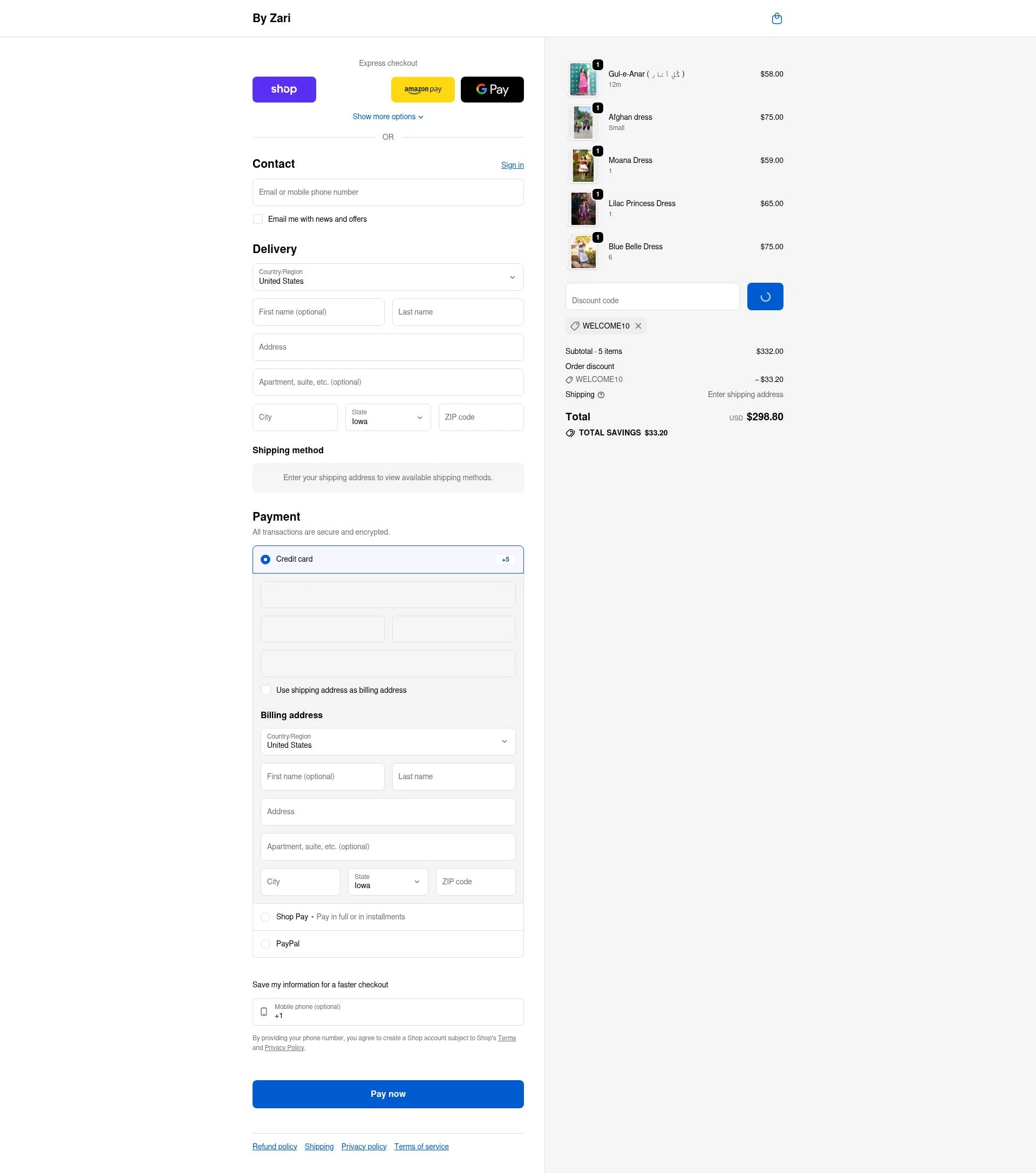 By Zari checkout page showing By Zari promo code box | Screenshot taken by SimplyCodes community member on Feb 20, 2026