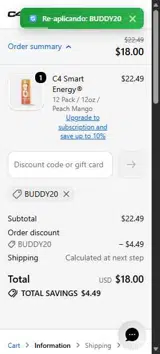 C4 Energy coupon verification screenshot