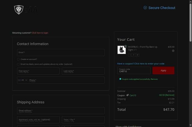 CAA USA checkout page showing CAA USA coupon code box | Screenshot taken by SimplyCodes community member on Aug 22, 2025