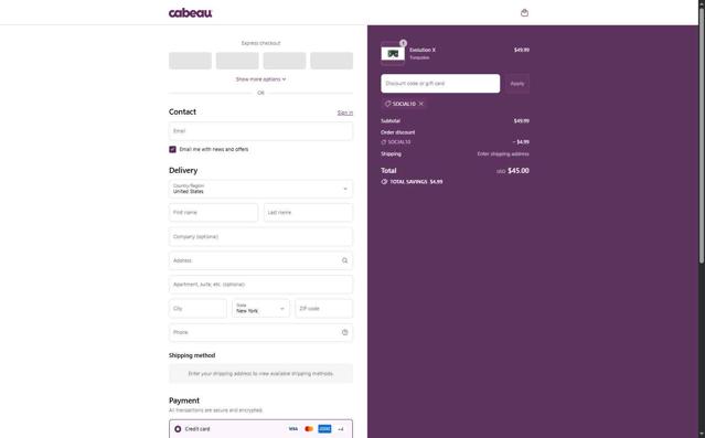 Cabeau checkout page showing Cabeau discount code box | Screenshot taken by SimplyCodes community member on Sep 10, 2025