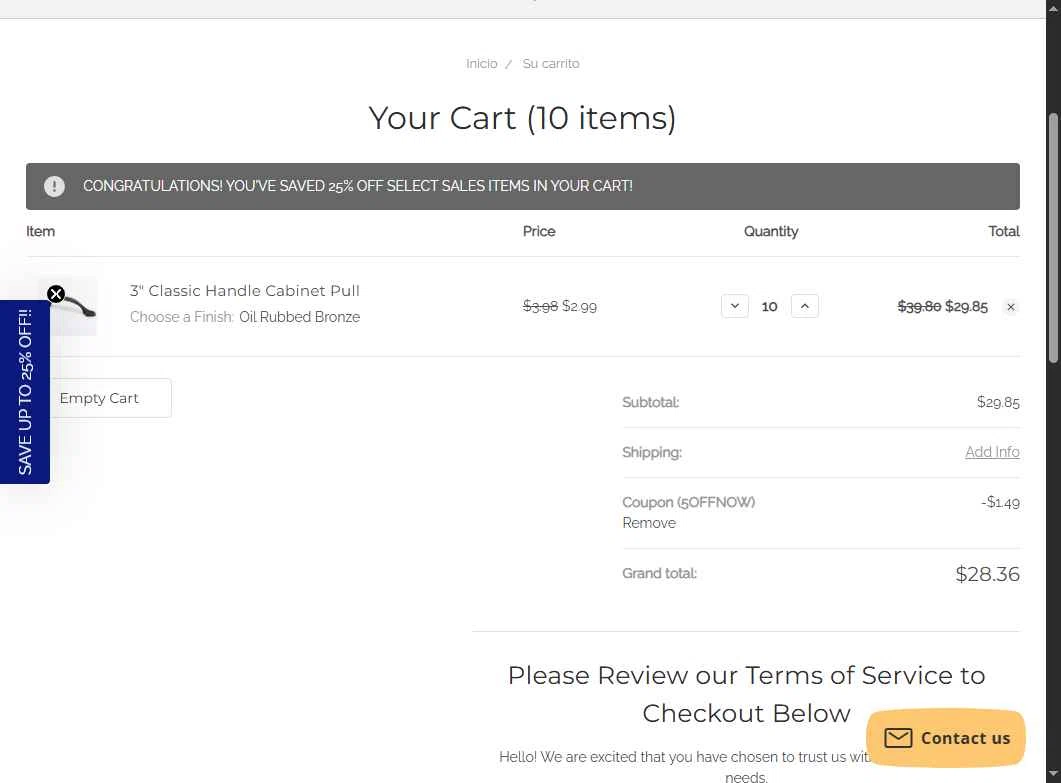 Cabinet Doors checkout page showing Cabinet Doors promo code box | Screenshot taken by SimplyCodes community member on Dec 29, 2025