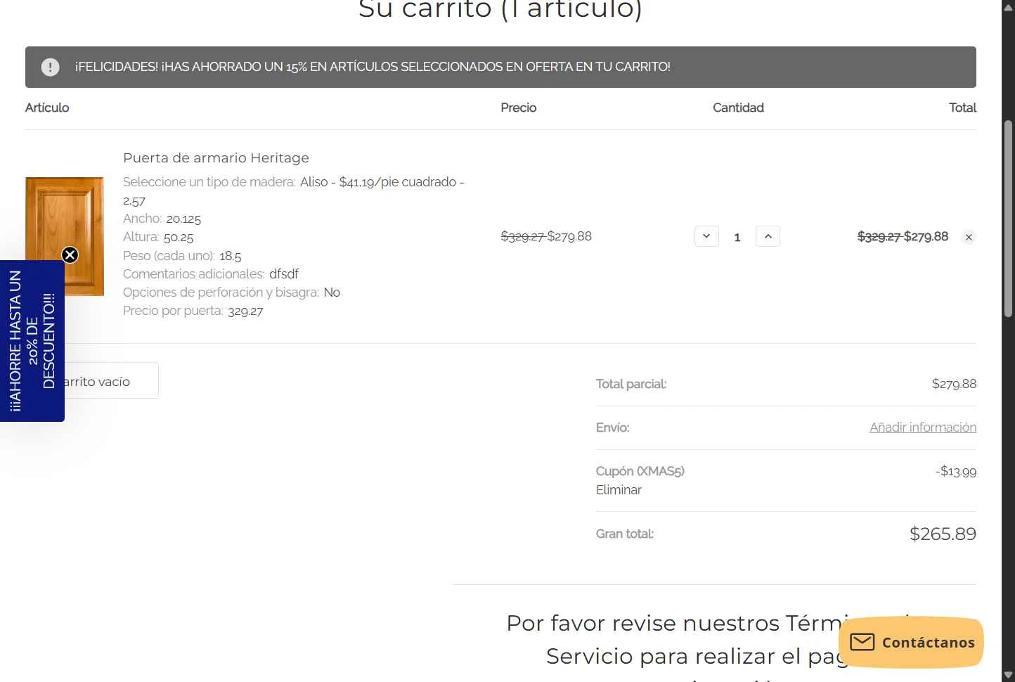 Cabinet Doors checkout page showing Cabinet Doors promo code box | Screenshot taken by SimplyCodes community member on Jan 7, 2026