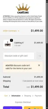 CabKing coupon verification screenshot