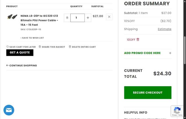 Cables checkout page showing Cables promo code box | Screenshot taken by SimplyCodes community member on Sep 4, 2025