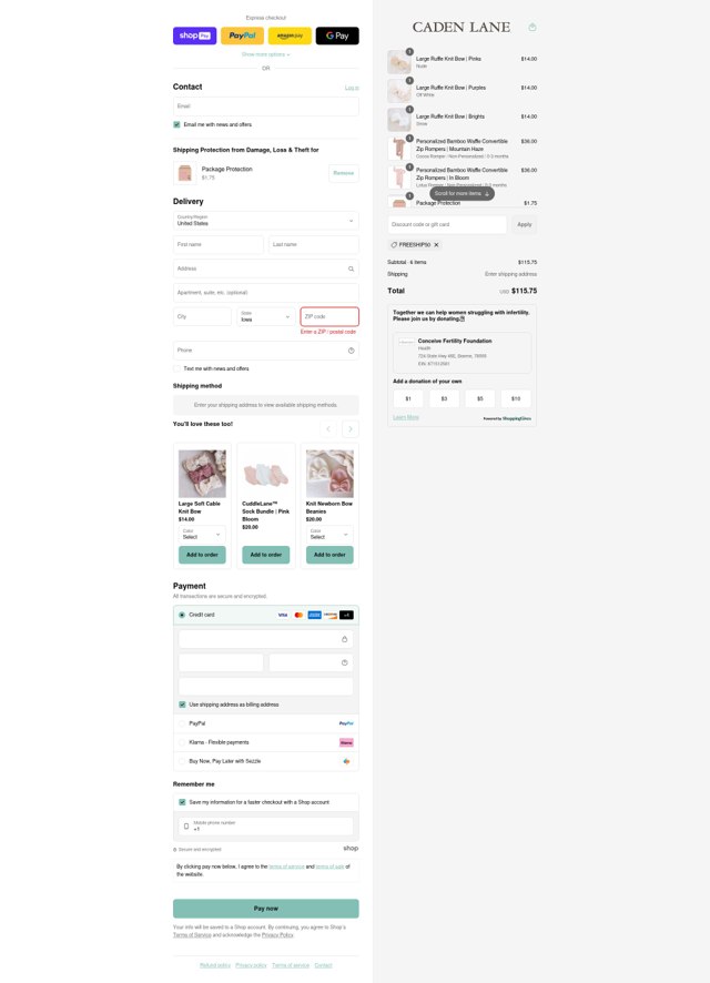 Caden Lane checkout page showing Caden Lane discount code box | Screenshot taken by SimplyCodes community member on Aug 26, 2025