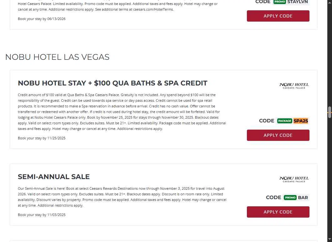 Caesars Rewards: Shows & Attractions checkout page showing Caesars Rewards: Shows & Attractions promo code box | Screenshot taken by SimplyCodes community member on Oct 16, 2025
