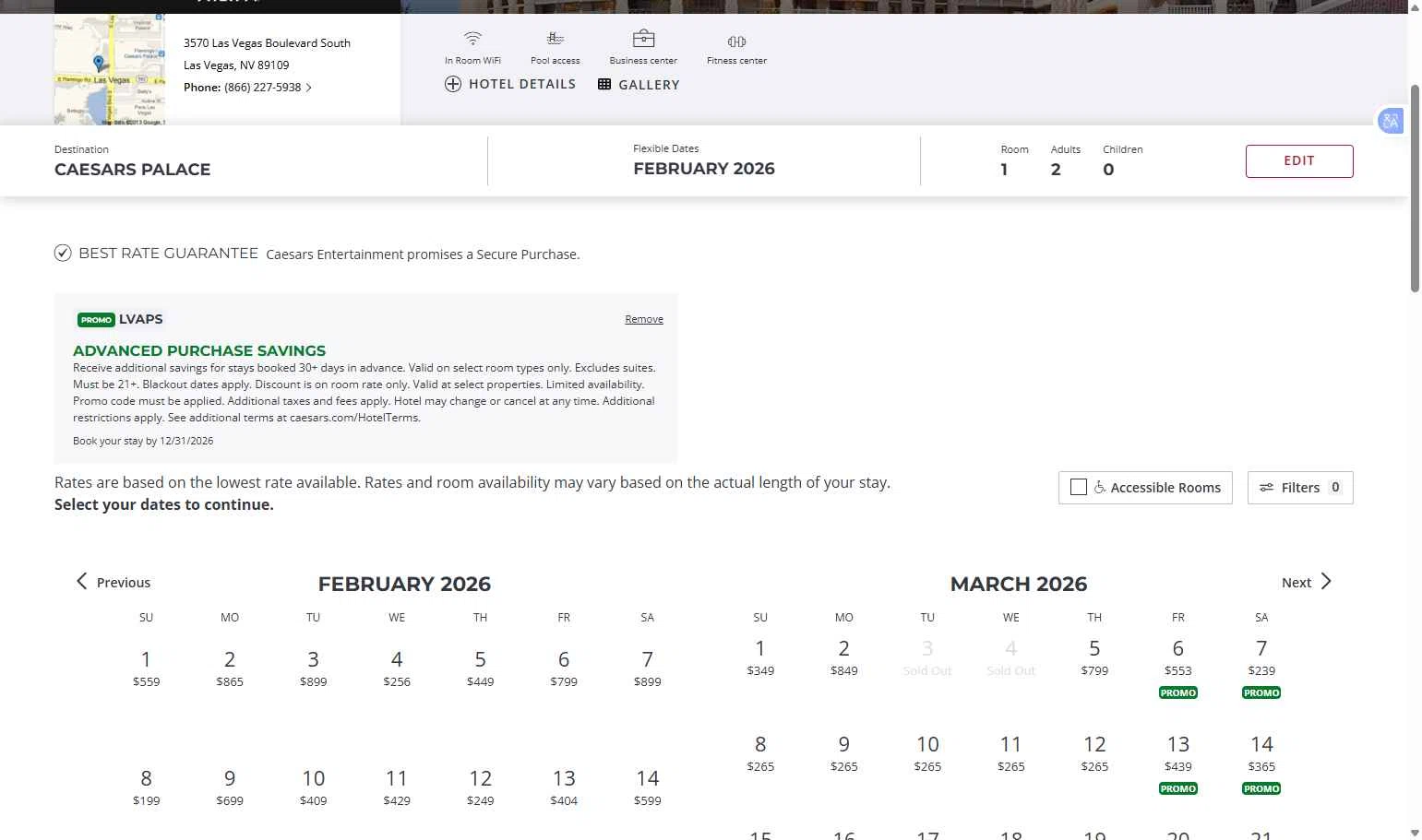 Caesars Rewards: Shows & Attractions checkout page showing Caesars Rewards: Shows & Attractions promo code box | Screenshot taken by SimplyCodes community member on Jan 20, 2026