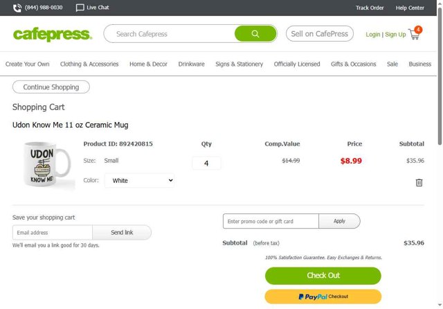CafePress checkout page showing CafePress promo code box | Screenshot taken by SimplyCodes community member on Aug 19, 2025