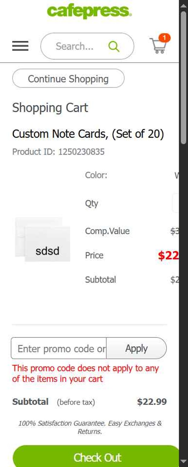 CafePress checkout page showing CafePress promo code box | Screenshot taken by SimplyCodes community member on Jun 5, 2025